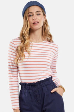 Armor-Lux Armor Lux Lesconil Weiß Rosa Damen Streifenshirt Mariniere Blanc Bisque -Derbi Kleidung Geschaft 04277 KRT 0060 clipped rev 1 1280x1280