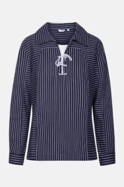 Damen Takelhemd Mit Kordel Breit Gestreift Fischerhemd