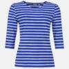 Streifenshirt Damen 3/4-Arm Royal-Weiß Gestreift Ringelshirt