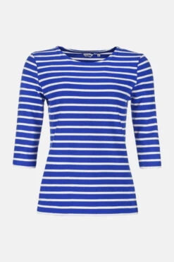 Streifenshirt Damen 3/4-Arm Royal-Weiß Gestreift Ringelshirt