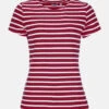 Streifenshirt Damen Kurzarm Rot-Weiß Gestreift Ringelshirt
