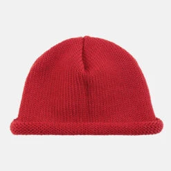 Rollrand Mütze Hanseheld Schurwolle Strickmütze Kurz - Rot