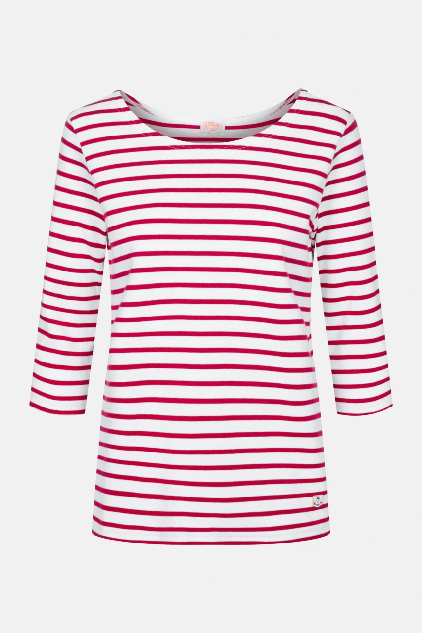 Armor-Lux Armor Lux Damen Streifenshirt Guérande 3/4-Arm Weiß Dunkelrot 3 Armor-Lux Armor Lux Damen Streifenshirt Guérande 3/4-Arm Weiß Dunkelrot