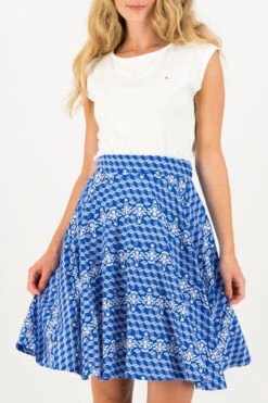 Blutsgeschwister Rock Delft Fullmoon Circle Skirt Dutch Blau Weiß