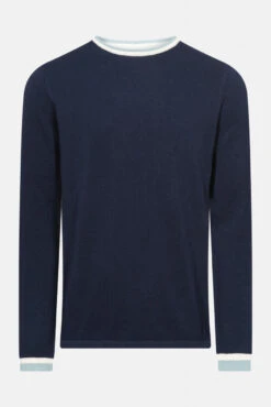 MELA Nayan Herren Pullover Navy Sage Farbige Bündchen
