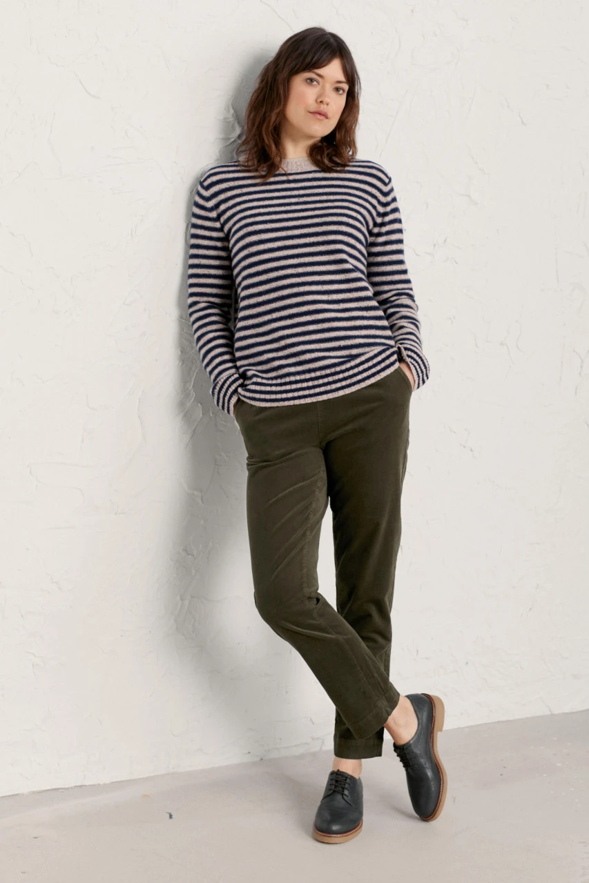 Seasalt Cornwall Carbis Jumper Barrows Aran Night Damen Pullover Beige Blau Gestreift 4 Seasalt Cornwall Carbis Jumper Barrows Aran Night Damen Pullover Beige Blau Gestreift – Bild 2