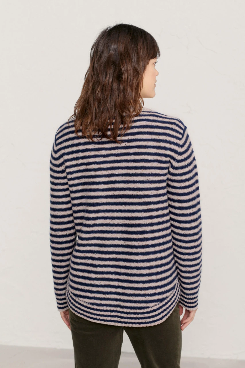 Seasalt Cornwall Carbis Jumper Barrows Aran Night Damen Pullover Beige Blau Gestreift 5 Seasalt Cornwall Carbis Jumper Barrows Aran Night Damen Pullover Beige Blau Gestreift – Bild 3