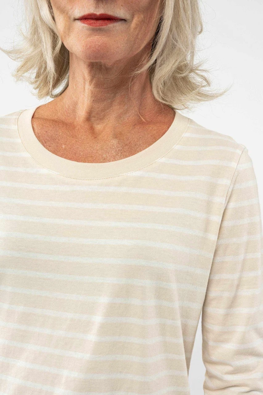 MELA Reena Damen Longsleeve Streifenshirt Beige Weiß 5 MELA Reena Damen Longsleeve Streifenshirt Beige Weiß – Bild 3