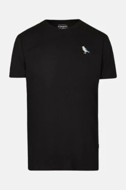 Cleptomanicx Herren T-Shirt Embro Gull Schwarz Möwe Stick Baumwolle Nachhaltig