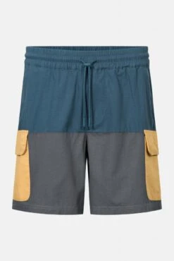 RVLT Revolution Blockes Casual Herren Shorts Petrol Grau Gelb