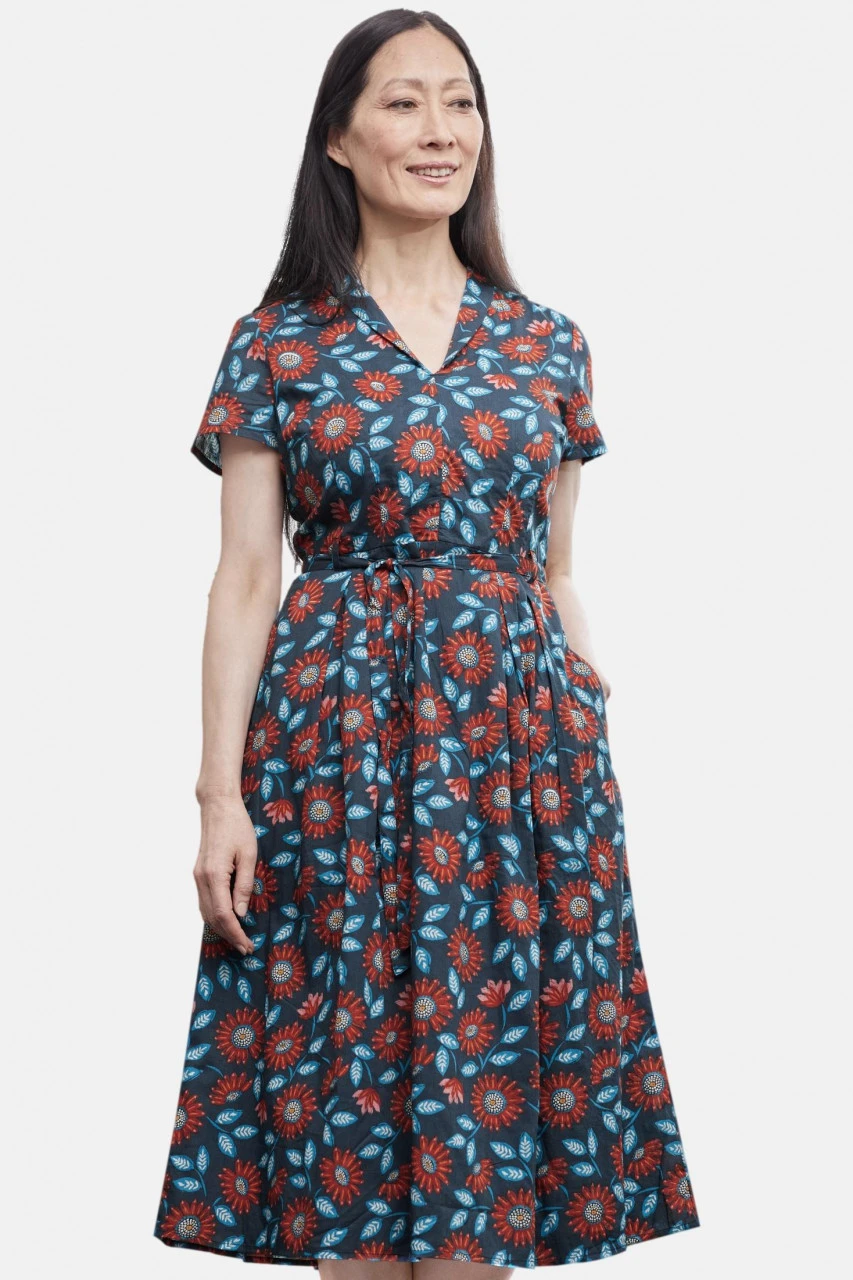 Seasalt Cornwall Top Terrace Dress Damen Kleid Woodcut Sunflower Night Blumen 3 Seasalt Cornwall Top Terrace Dress Damen Kleid Woodcut Sunflower Night Blumen