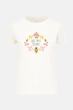 Blutsgeschwister Save The Bees Damen T-Shirt Creamy Camellia Weiß Baumwolle Nachhaltig