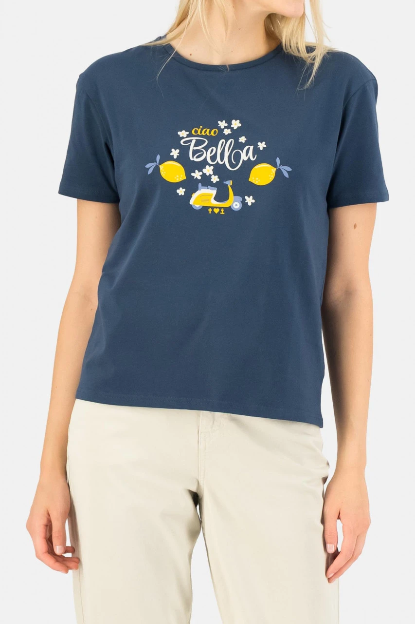 Blutsgeschwister La Dolce Vita Damen T-Shirt Mare Azzuro Marine Blau Baumwolle Nachhaltig 4 Blutsgeschwister La Dolce Vita Damen T-Shirt Mare Azzuro Marine Blau Baumwolle Nachhaltig – Bild 2