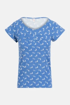 Blutsgeschwister Hot Knot Open Hearted Damen T-Shirt Ducky Ducks Blau Weiß Nachhaltig Baumwolle Nach