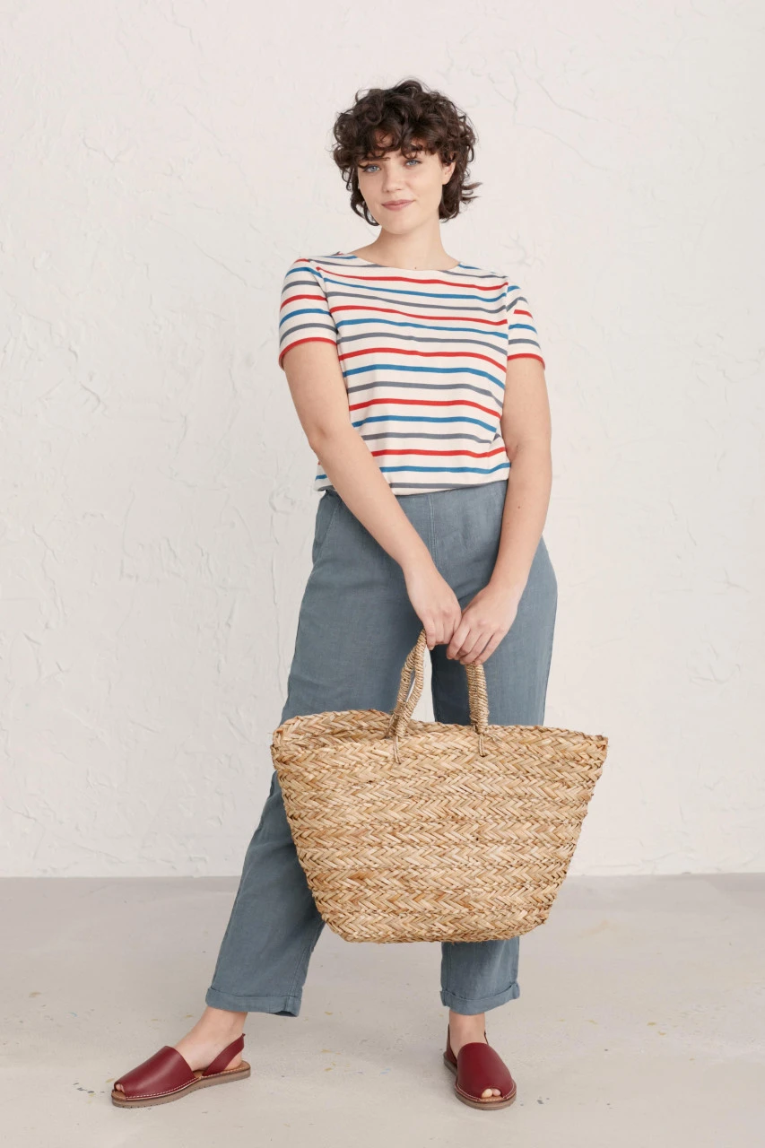 Seasalt Cornwall Sailor T-Shirt Damen Streifenshirt Tri Breton Chalk Autumn Sun 4 Seasalt Cornwall Sailor T-Shirt Damen Streifenshirt Tri Breton Chalk Autumn Sun – Bild 2