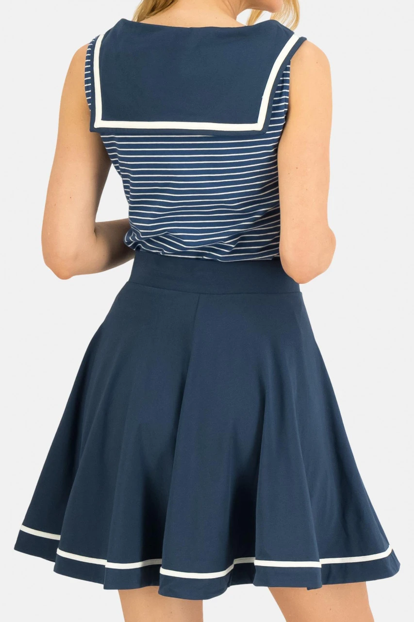 Blutsgeschwister Damen Mini Rock Moonstruck Sailorgirl Glockenrock Mare Azzurro Blau Baumwolle Nachh 4 Blutsgeschwister Damen Mini Rock Moonstruck Sailorgirl Glockenrock Mare Azzurro Blau Baumwolle Nachh – Bild 2