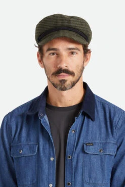 Brixton Fiddler Cap Elbsegler Moss Black Kariert Schwarz Grün Vichy -Derbi Kleidung Geschaft 13918 2 1280x1280