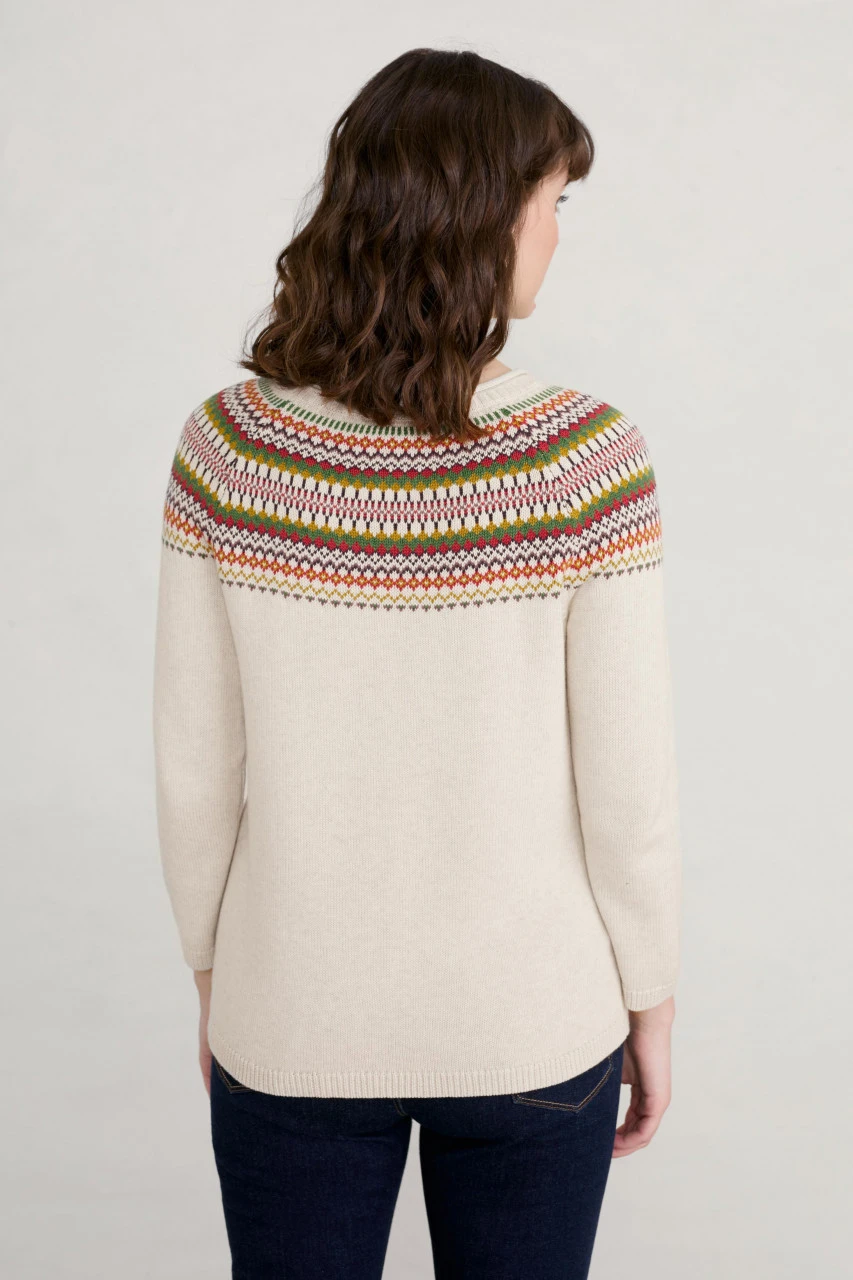 Seasalt Cornwall Polurrian Cove Jumper Damen Fair Isle Pullover Spring Fair Echinacea Mix Beige Baum 5 Seasalt Cornwall Polurrian Cove Jumper Damen Fair Isle Pullover Spring Fair Echinacea Mix Beige Baum – Bild 3