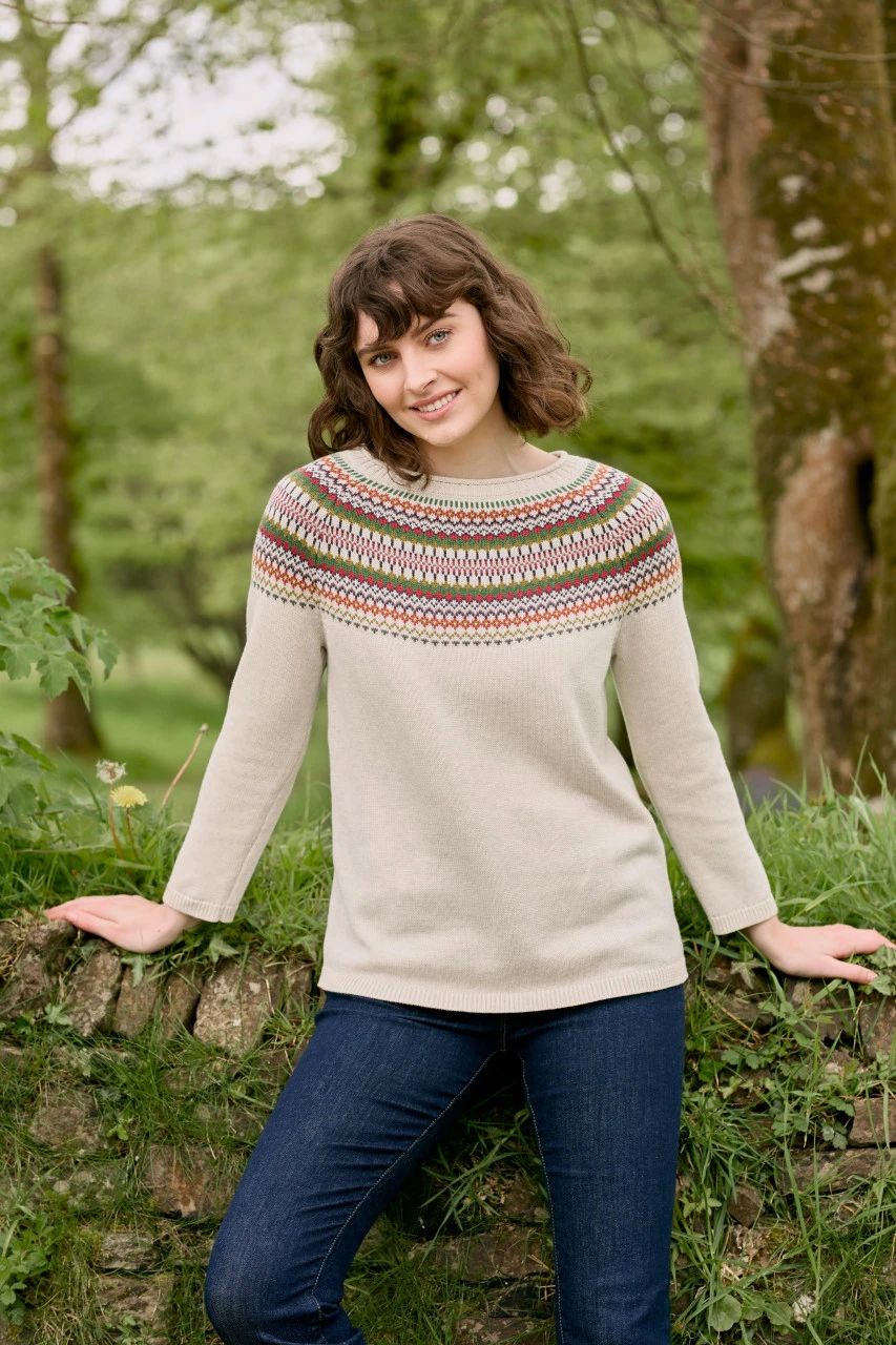 Seasalt Cornwall Polurrian Cove Jumper Damen Fair Isle Pullover Spring Fair Echinacea Mix Beige Baum 8 Seasalt Cornwall Polurrian Cove Jumper Damen Fair Isle Pullover Spring Fair Echinacea Mix Beige Baum – Bild 6