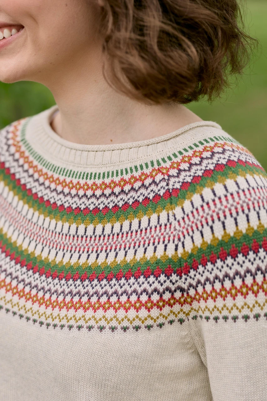 Seasalt Cornwall Polurrian Cove Jumper Damen Fair Isle Pullover Spring Fair Echinacea Mix Beige Baum 9 Seasalt Cornwall Polurrian Cove Jumper Damen Fair Isle Pullover Spring Fair Echinacea Mix Beige Baum – Bild 7