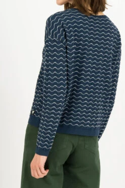 Blutsgeschwister Chic Promenade Blau Damen Pullover Feel Free Wave Wellen Baumwolle Nachhaltig -Derbi Kleidung Geschaft 13966 2 1280x1280