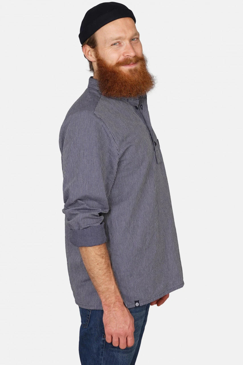 Hanseheld Fischerhemd Blau Schmal Gestreift 5 Hanseheld Fischerhemd Blau Schmal Gestreift – Bild 3