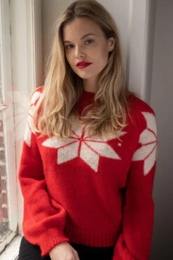 Danefae Danefantastic Flakes Damen Pullover Rot Schneeflocke Norweger Isländer -Derbi Kleidung Geschaft 14085 4 1280x1280