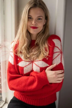 Danefae Danefantastic Flakes Damen Pullover Rot Schneeflocke Norweger Isländer -Derbi Kleidung Geschaft 14085 5 1280x1280