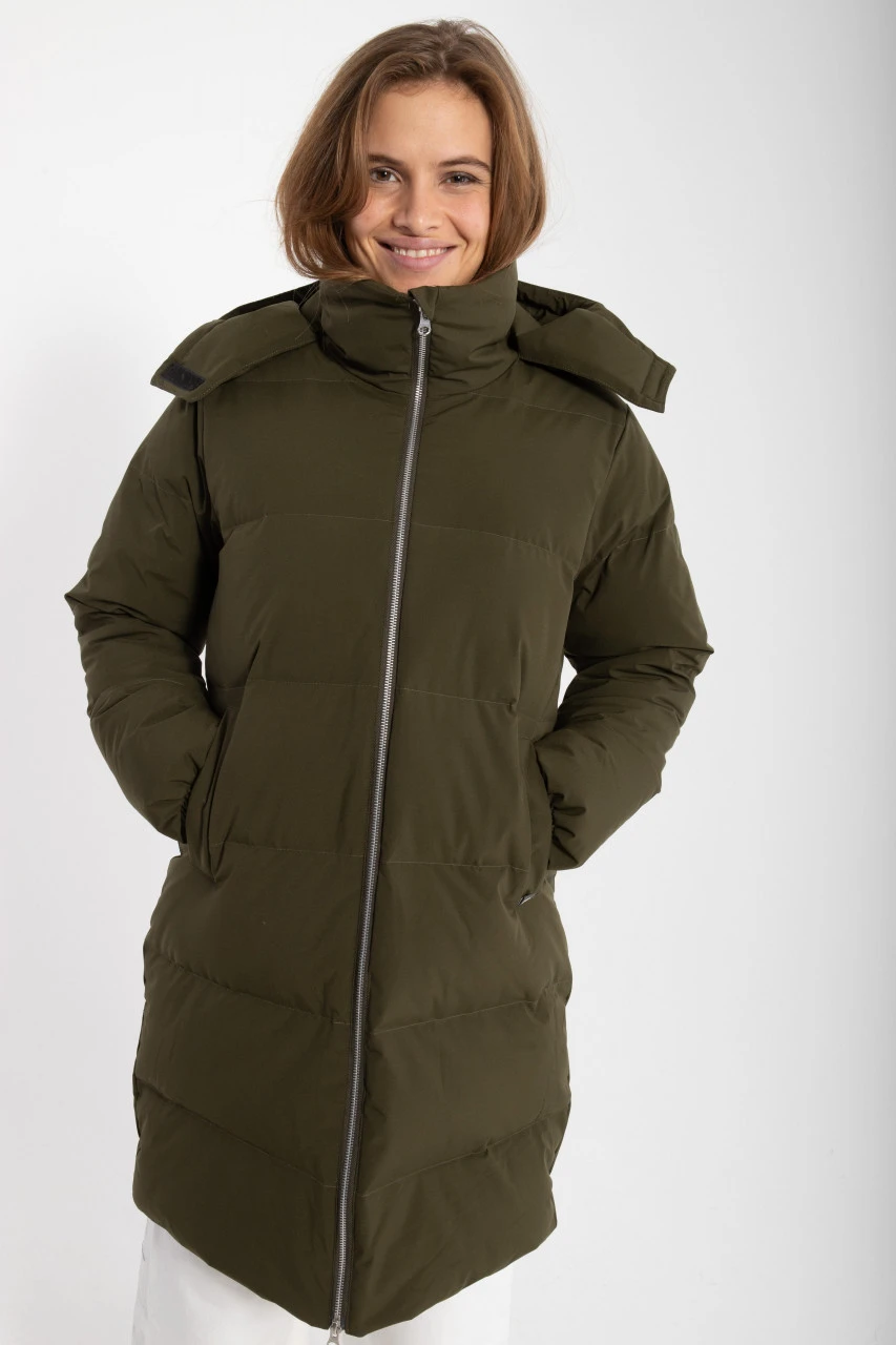 Danefae Daneget Down Damen Wintermantel Warm Khaki Dunkelbraun 5 Danefae Daneget Down Damen Wintermantel Warm Khaki Dunkelbraun – Bild 3