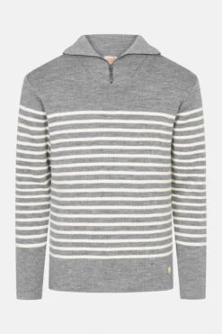 Armor-Lux Armor Lux Herren Troyer Pullover Grau Natur Gestreift Cammionneur Heritage