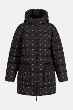 Blutsgeschwister Winterjacke Cloud Stepper Long Blumen Schwarz Rot Damen Puffer Wrapping Rose