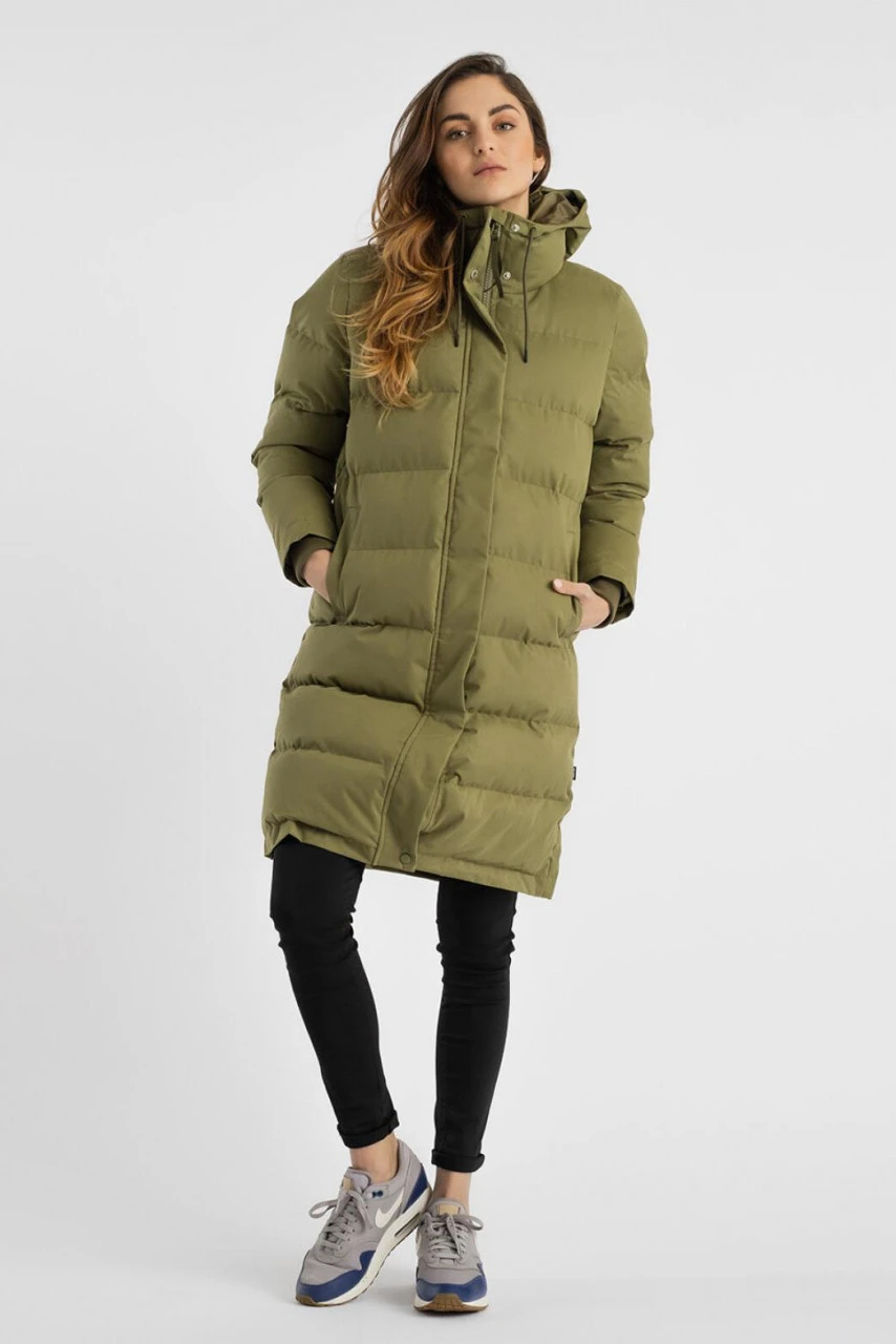 Selfhood Hooded Puffer Coat Damen Wintermantel Oliv Grün 6 Selfhood Hooded Puffer Coat Damen Wintermantel Oliv Grün – Bild 4