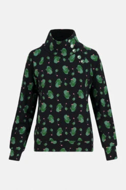 Blutsgeschwister Oh So Nett Hooded GOTS Damen Kapuzenpullover Kaktus Grün Schwarz Home Coming