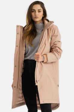 Selfhood Hooded Coat Damen Wintermantel Rosa Dustrose Gefütterter Parka