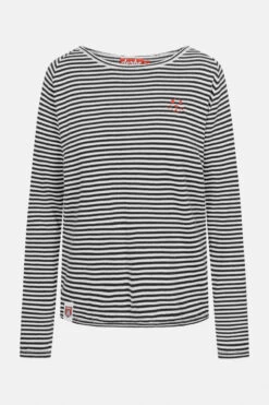 Derbe Robbenschnute Damen Pullover Gestreift Navy Dunkelblau Weiß Nachhaltig