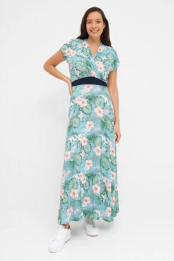 Derbe Hawa Damen Kleid Allover Long Blumen Türkis Rosa Forget Me Not Nachhaltig -Derbi Kleidung Geschaft 14240 2 1280x1280
