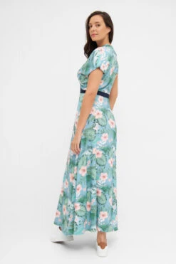 Derbe Hawa Damen Kleid Allover Long Blumen Türkis Rosa Forget Me Not Nachhaltig -Derbi Kleidung Geschaft 14240 3 1280x1280
