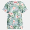 Derbe Hawa Allover Damen T-Shirt Blumen Türkis Rosa Forget Me Not Nachhaltig