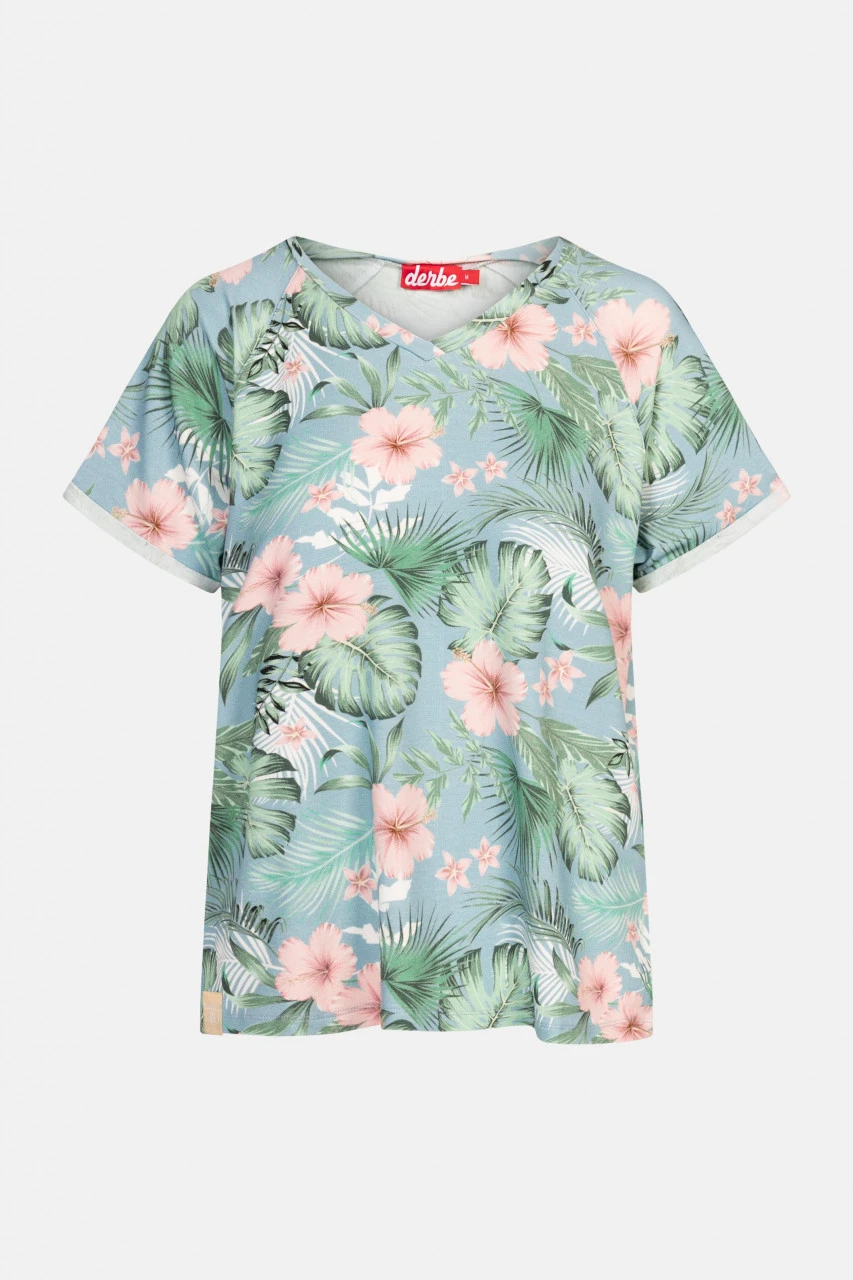 Derbe Hawa Allover Damen T-Shirt Blumen Türkis Rosa Forget Me Not Nachhaltig 3 Derbe Hawa Allover Damen T-Shirt Blumen Türkis Rosa Forget Me Not Nachhaltig
