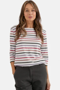 Seasalt Cornwall Sailor Damen Streifenshirt Weiß Rot Flieder