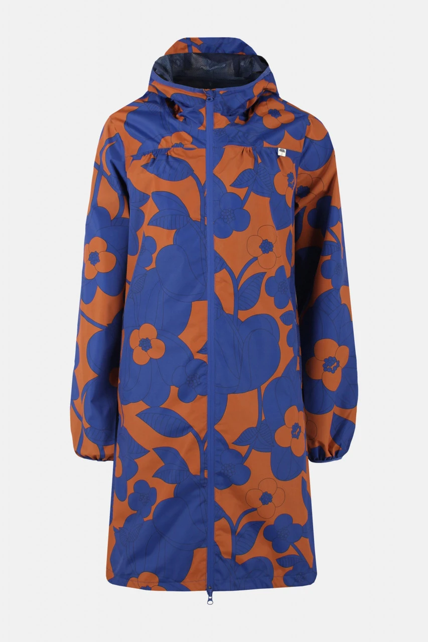 Danefae Danehelen Damen Regenmantel Ocker Royal Blau Boom Bloom Blumen 4 Danefae Danehelen Damen Regenmantel Ocker Royal Blau Boom Bloom Blumen – Bild 2
