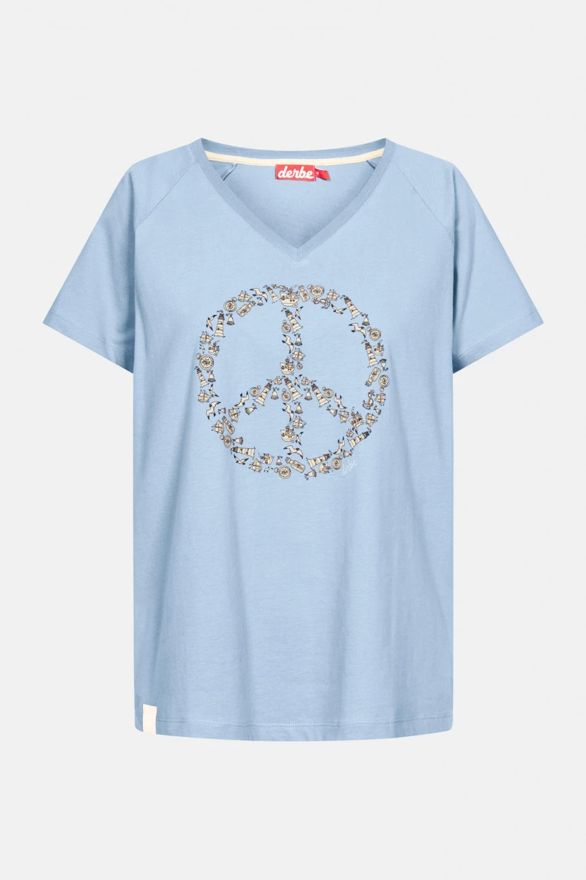 Derbe Peace Damen T-Shirt Hellblau Forget Me Not 3 Derbe Peace Damen T-Shirt Hellblau Forget Me Not