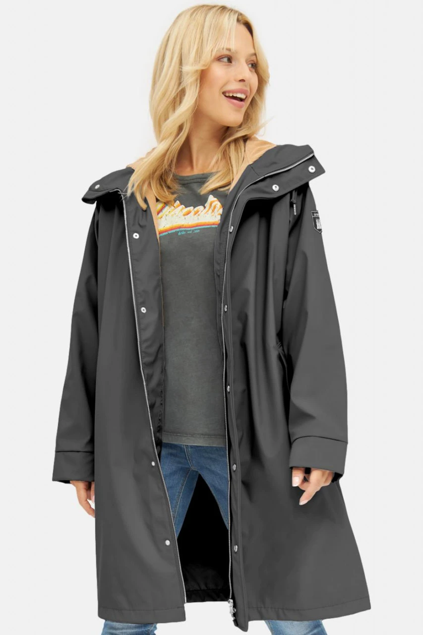 Derbe Wittby Phantom Damen Regenjacke Schwarz Beige 4 Derbe Wittby Phantom Damen Regenjacke Schwarz Beige – Bild 2