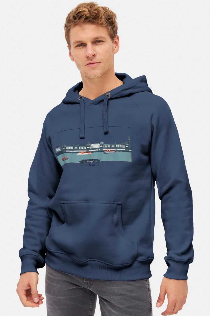 Derbe Landungsbrücken Herren Hoodie Navy Dunkelblau Kapuzenpullover 4 Derbe Landungsbrücken Herren Hoodie Navy Dunkelblau Kapuzenpullover – Bild 2