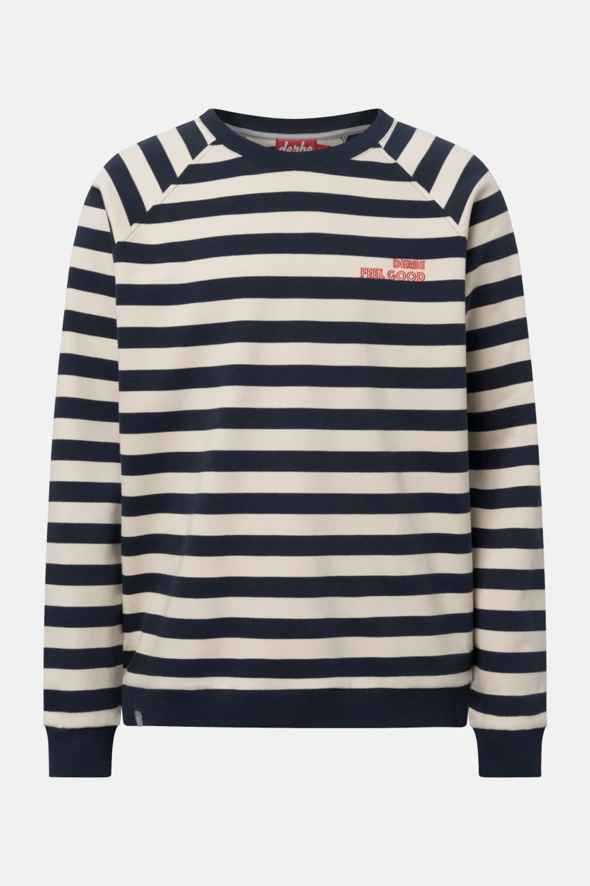 Derbe Feel Good Striped Herren Langarmshirt Dunkelblau Beige Pullover Gestreift 3 Derbe Feel Good Striped Herren Langarmshirt Dunkelblau Beige Pullover Gestreift