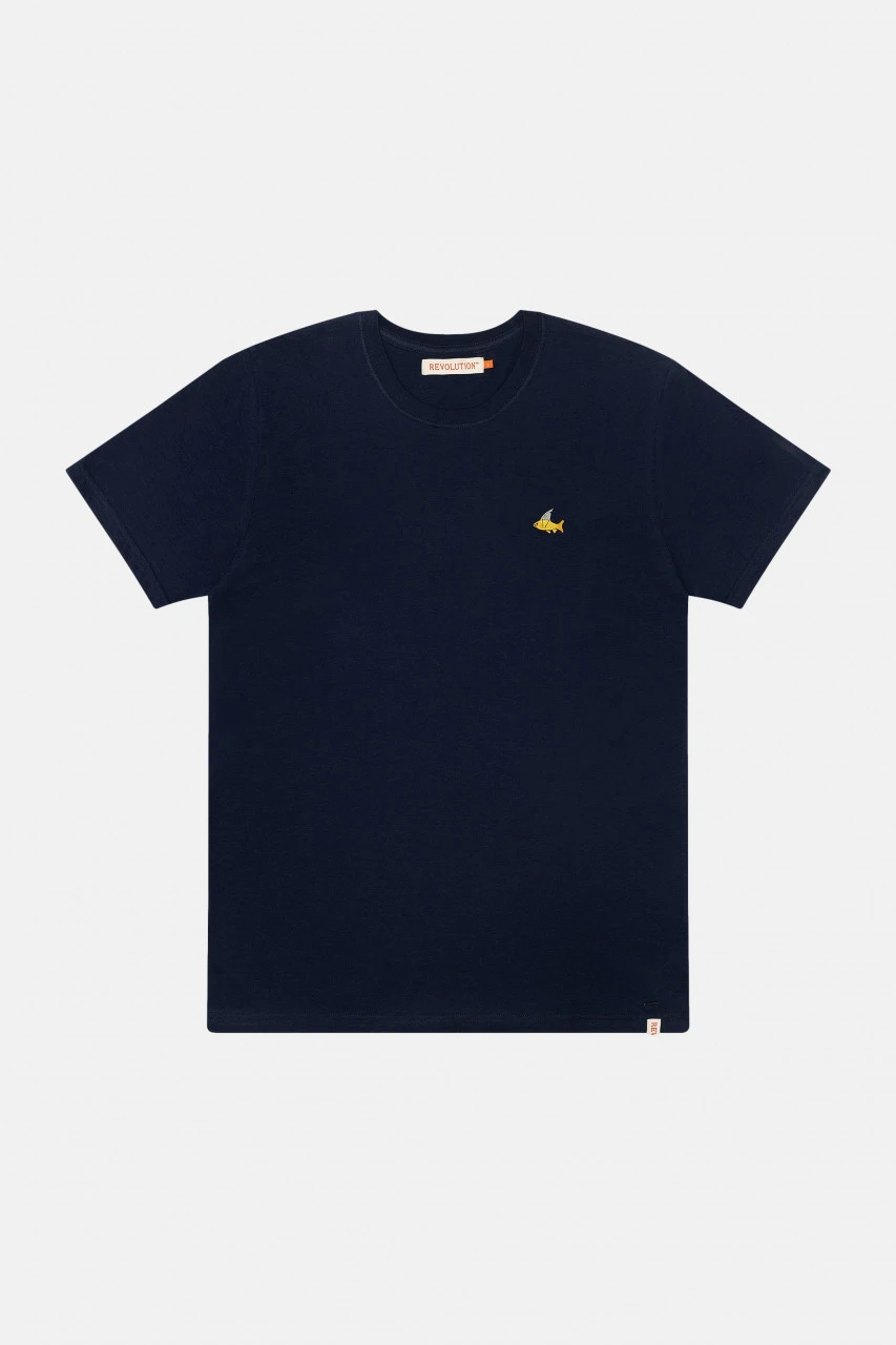 RVLT Herren T-Shirt Dunkelblau Goldfisch Hai 6 RVLT Herren T-Shirt Dunkelblau Goldfisch Hai – Bild 4