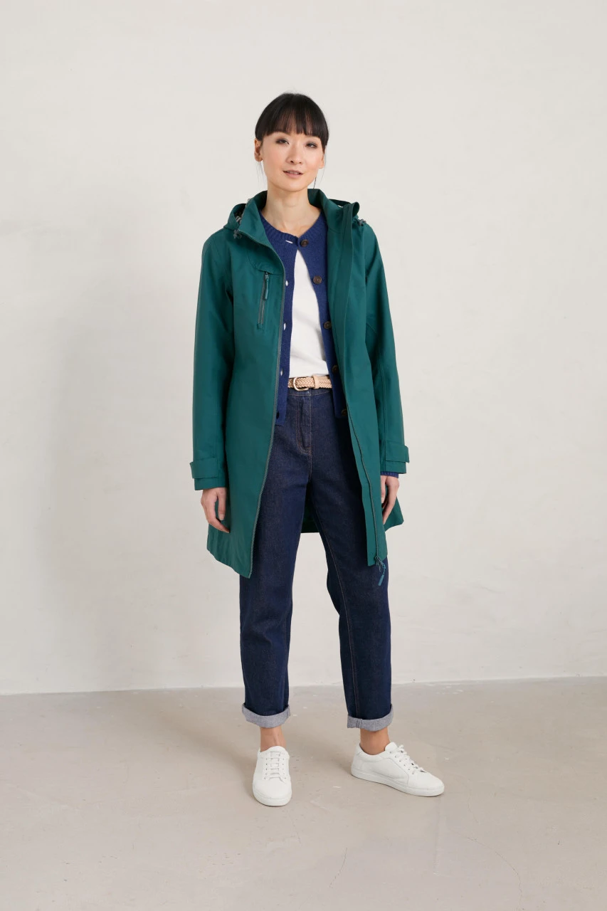 Seasalt Cornwall Coverack Damen Regenjacke Petrol Grün Baumwolle 4 Seasalt Cornwall Coverack Damen Regenjacke Petrol Grün Baumwolle – Bild 2