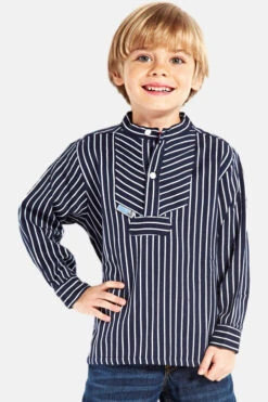 Fischerhemd Basic Breit Gestreift Kinder