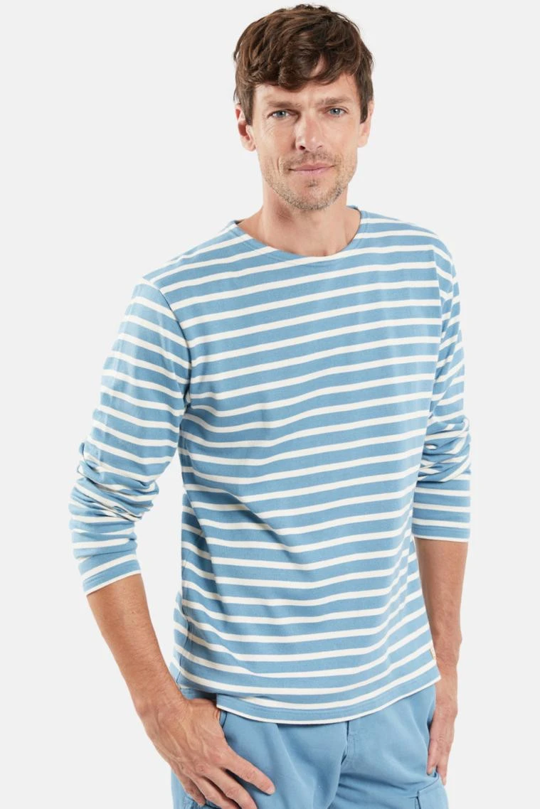 Armor-Lux Armor Lux GOTS Herren Streifenshirt Mariniere Heritage Hellblau Beige Gestreift 4 Armor-Lux Armor Lux GOTS Herren Streifenshirt Mariniere Heritage Hellblau Beige Gestreift – Bild 2