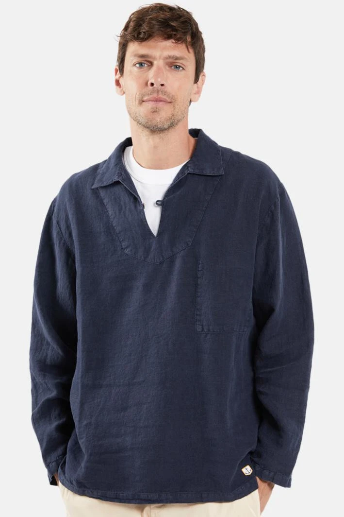 Armor-Lux Armor Lux Leinenhemd Fischerhemd Vareuse Leinen Dunkelblau 4 Armor-Lux Armor Lux Leinenhemd Fischerhemd Vareuse Leinen Dunkelblau – Bild 2